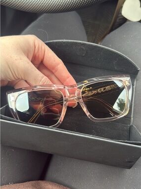 Maui Jim Pink Crystal Square Sunglasses with Dark Lenses